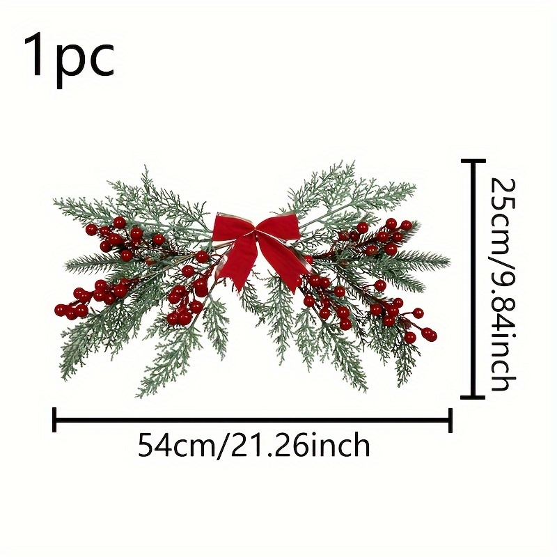 Image of 1pc Christmas Decorations Artificial Flowers Christmas Bow Berries Leaves Festival Wedding Party Decoration Hanging Wall Hanging Indoor And Outdoor Decorations