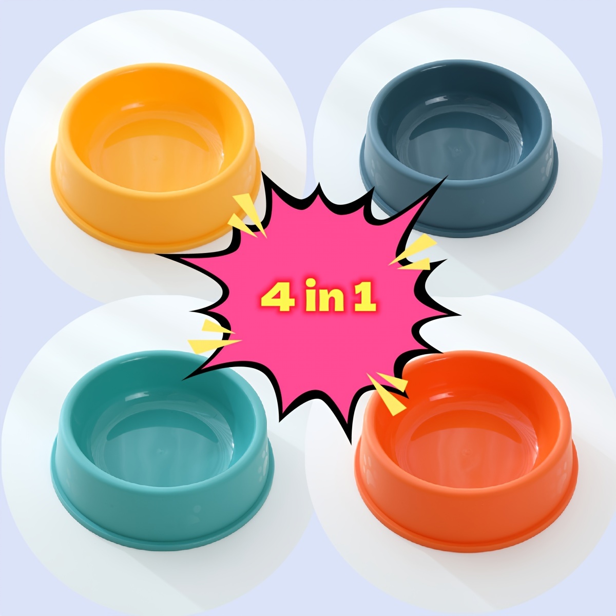 Solid Color Dog Bowls Plastic Dog Food Bowl Water Bowl Dog - Temu