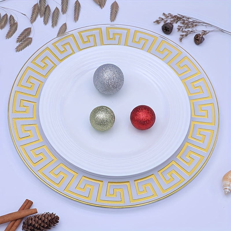 Occasions - 40 piezas plateadas, bajo-plato, lonchera, cuencos (tazón) y  platos, Vajilla, A2. Color blanco con borde dorado.