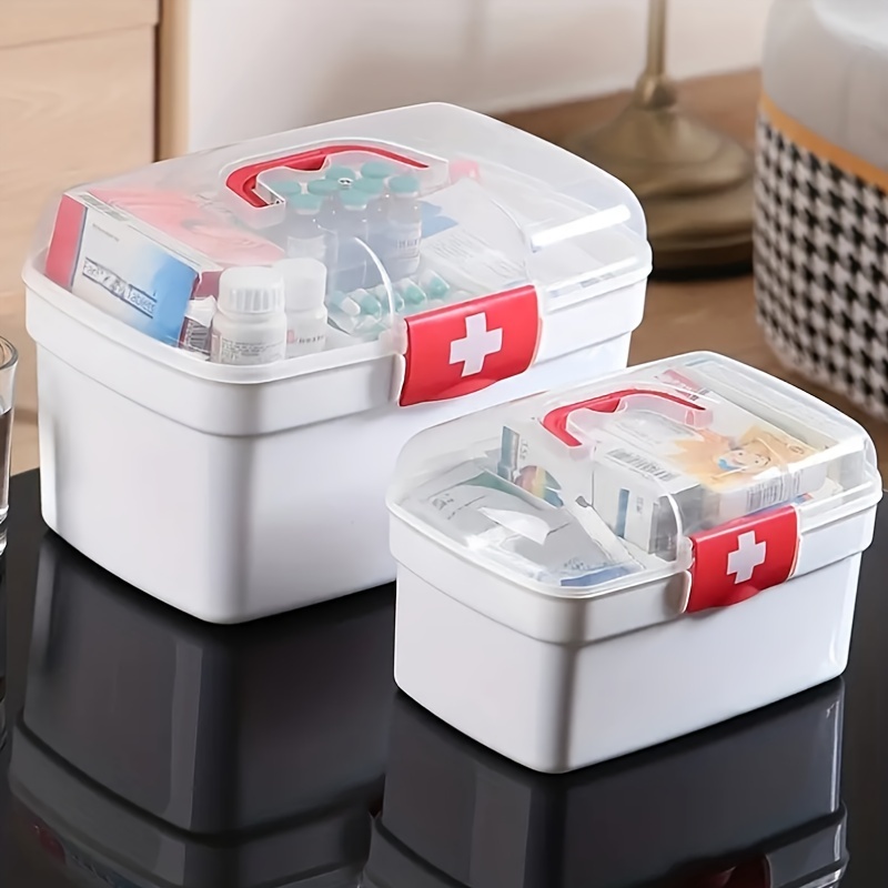 1pc Medicine Box First-aid Medicine Organizer Double Layer Medicine Cabinet