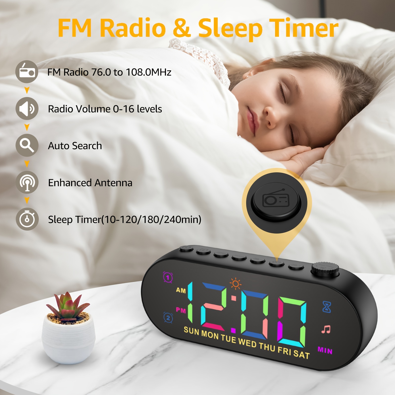 Réveil digital enfants - Réveil digital chambre - Radio réveil