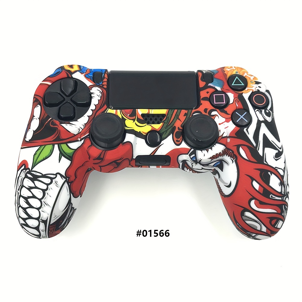 Silicone Covers Compatible with PS4 Controller - 2 Pack Anti-Slip Protector  Controller Case Skins - with 4 Pairs Thumb Grips- Camo Blue & Camo Red