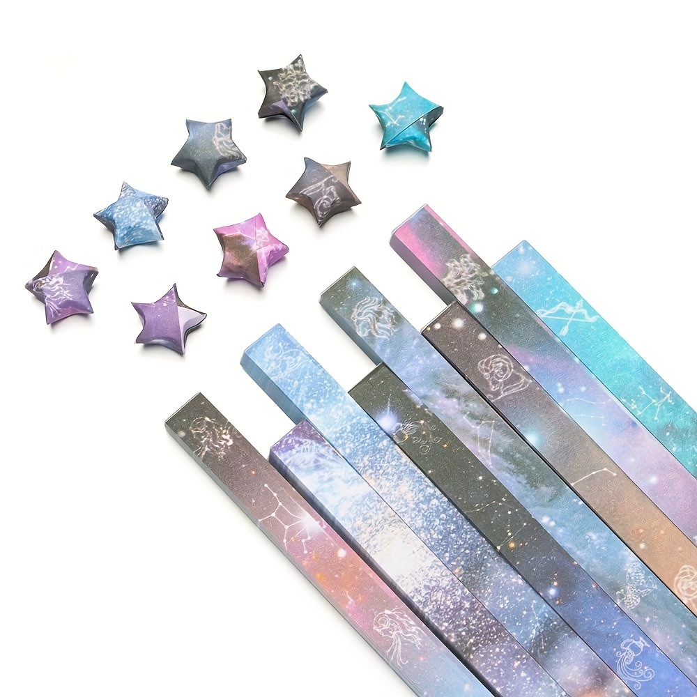 540pcs 12 Zodiac Constellation Galaxy Lucky Star Origami Paper Strips, 8  Different Designs Diy Craft Supplies, Pink Star Folding Paper