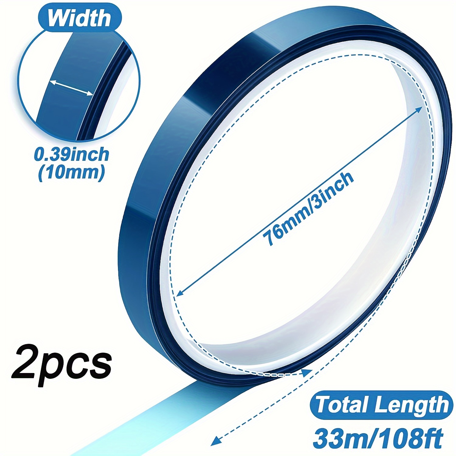 6 10mm X33m(108ft) Clear Heat Tape For Heat Sublimation Press No Residue  And Heat Transfer Vinyl