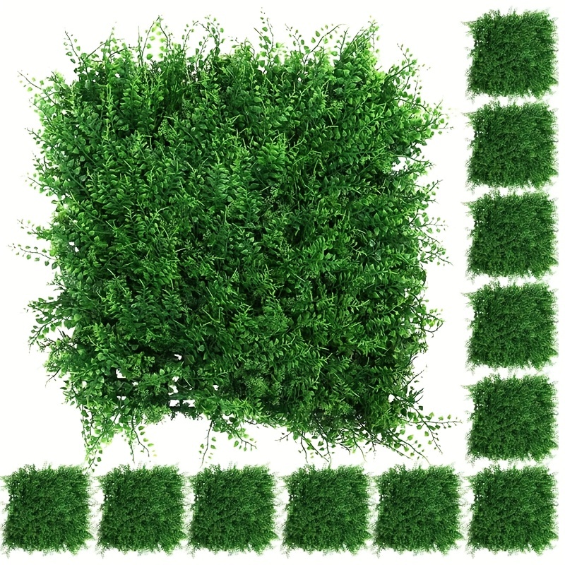 

1pc 20"x 20"artificial Leaves Panels, Backyard Grass Privacy Fence, Fern, Green, Plastic, Outdoor Greenery Screen, Faux Plant Wall Backdrop, Garden Tile Decor, Fake Hedges
