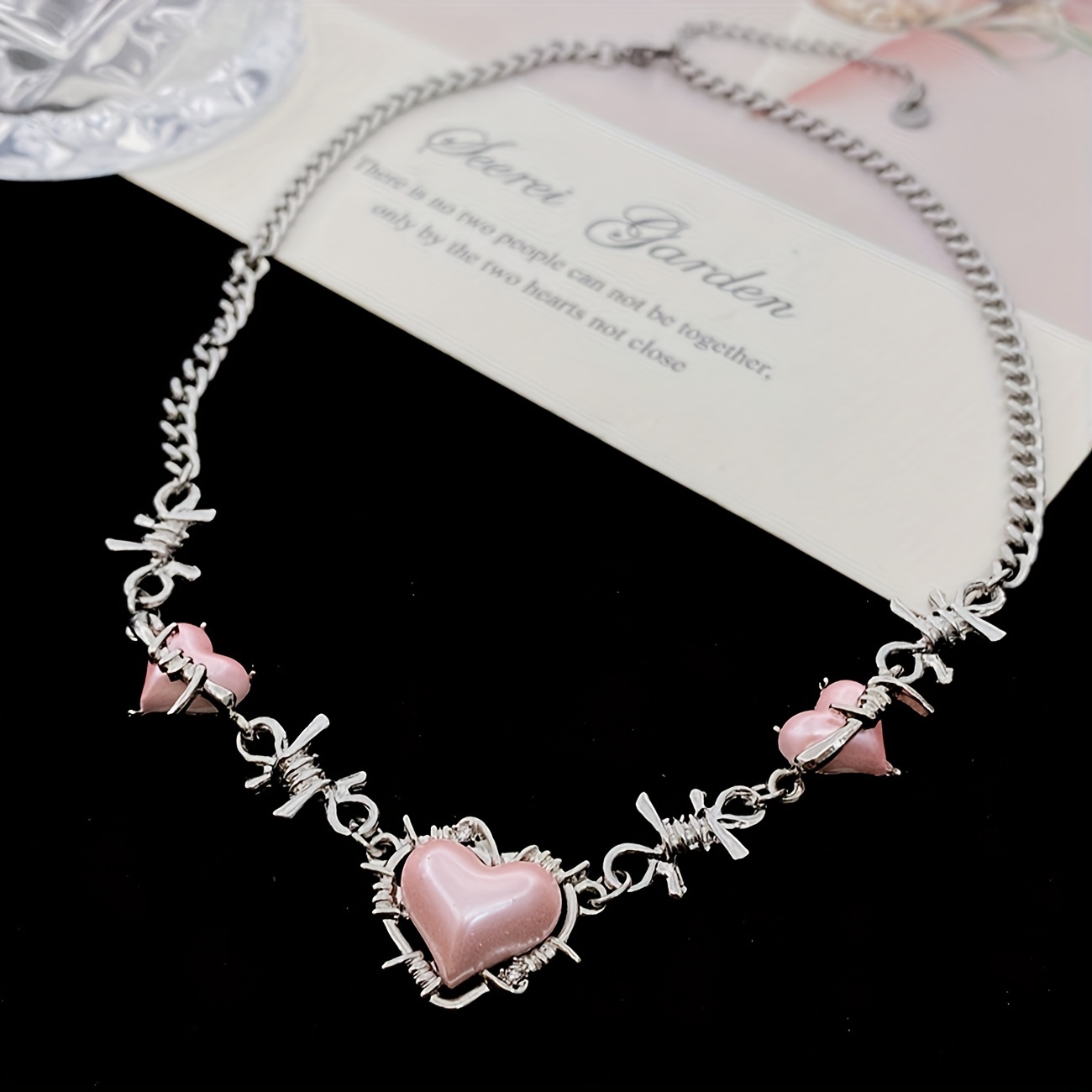 Creative Love Heart Chain Necklace Punk Y2k Style Neck - Temu