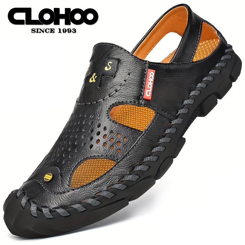 faktor en dokumentarfilm Clohoo Mens Sandals Durable Handmade Stitching Close Toe Non Slip Shoes For  Indoor Outdoor Beach - Men's Shoes - Temu