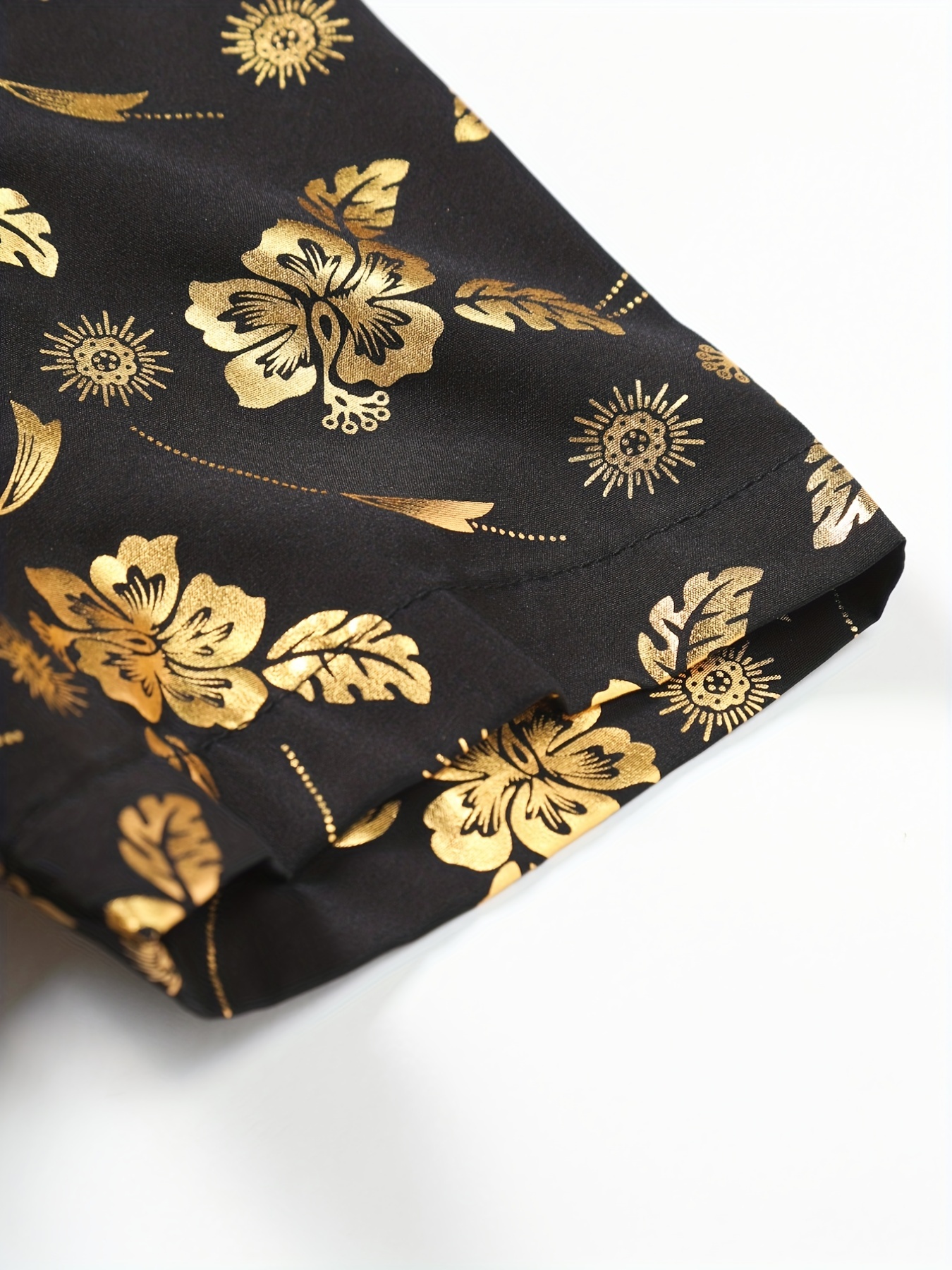 Black And Golden Flowers Print Full Sleeves Shirt