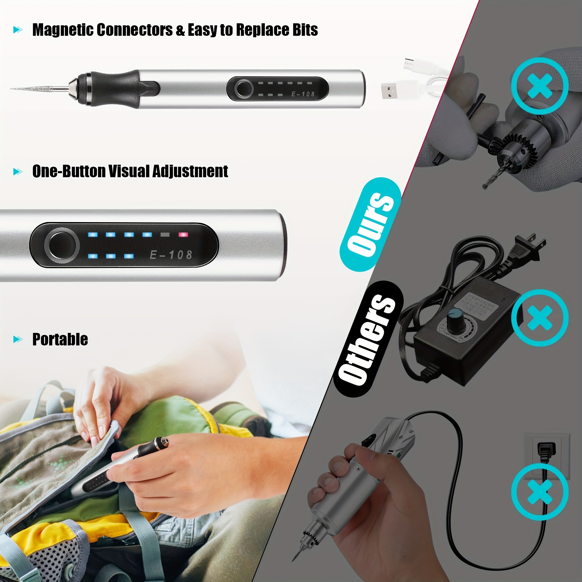 Electric Engraving Pen With 35 Bits USB Rechargeable Engraver