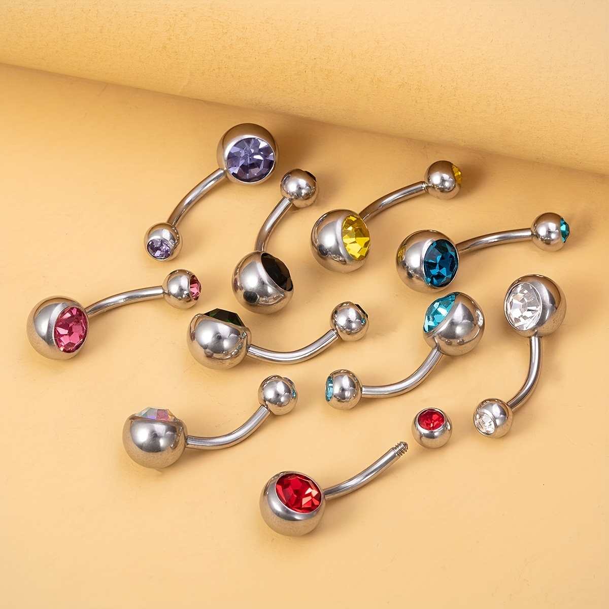 5pcs Stainless Steel Sexy Belly Button Ring Navel Silver Ball Rings Body  Jewelry