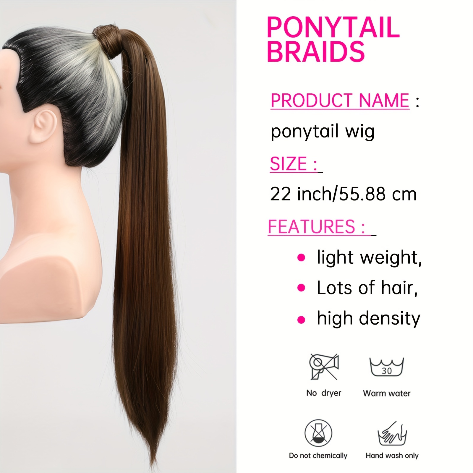 Long Straight Ponytail Extensions Synthetic Clip In Hair Extensions