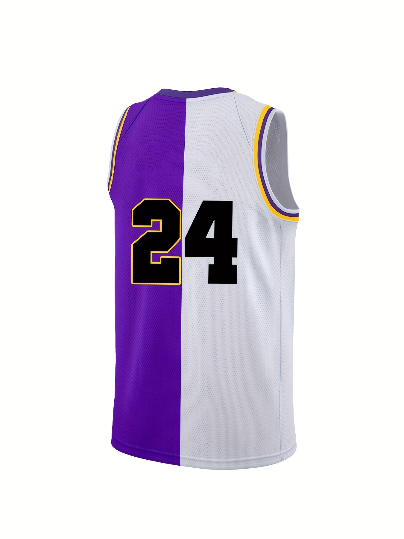 Temu Men's Los Angeles #824 Breathable Embroidery Basketball Jersey, Mens Vintage Round Neck Sleeveless Uniform Basketball Shirt for Training