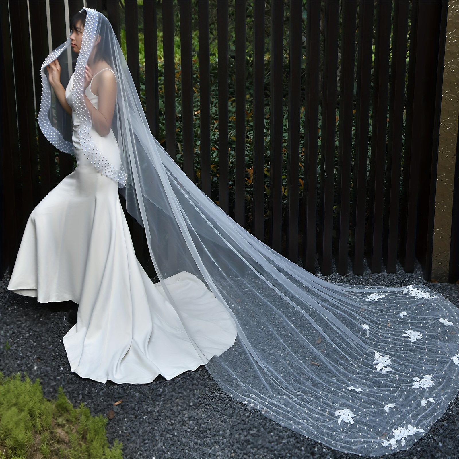 1pc Women Polka Dot Pattern Elegant Bridal Veil For Wedding