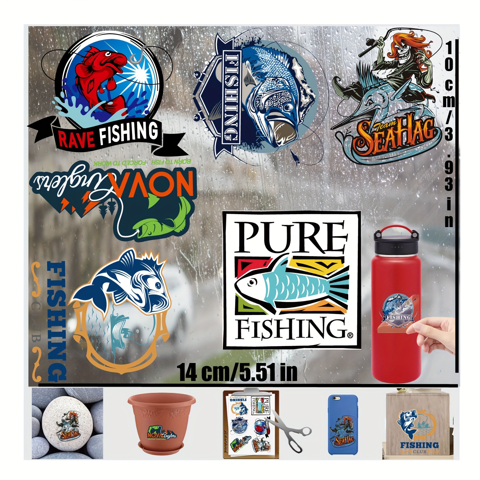 10/50pcs/lot Cartoon Fish Fisherman Fishing Graffiti Stickers For