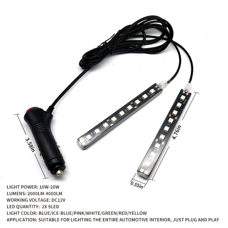 TABEN - Kit de iluminación LED para Interior de Coche con 8 Colores,  Impermeable, Ambiente Interior neón Tira de Luces para Coche 1 W CC 12 V (1  Juego) : : Coche y moto