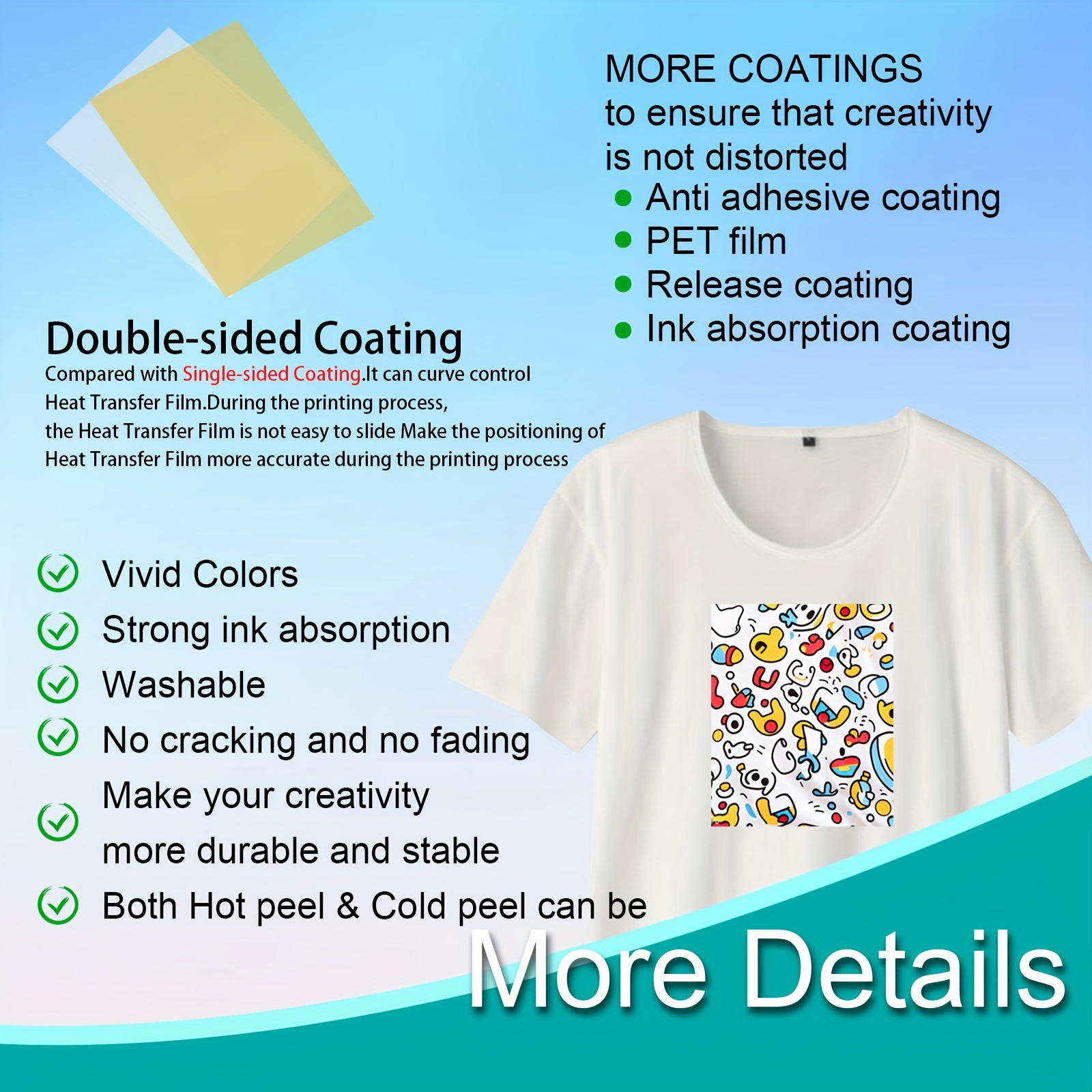 Premium DTF Transfer Film - A4(8.3 x 11.7) 30 Sheets Matte Clear PreTreat  Sheets-Transfer Vinyl- PET Heat Transfer Paper for DYI Direct on T-Shirts