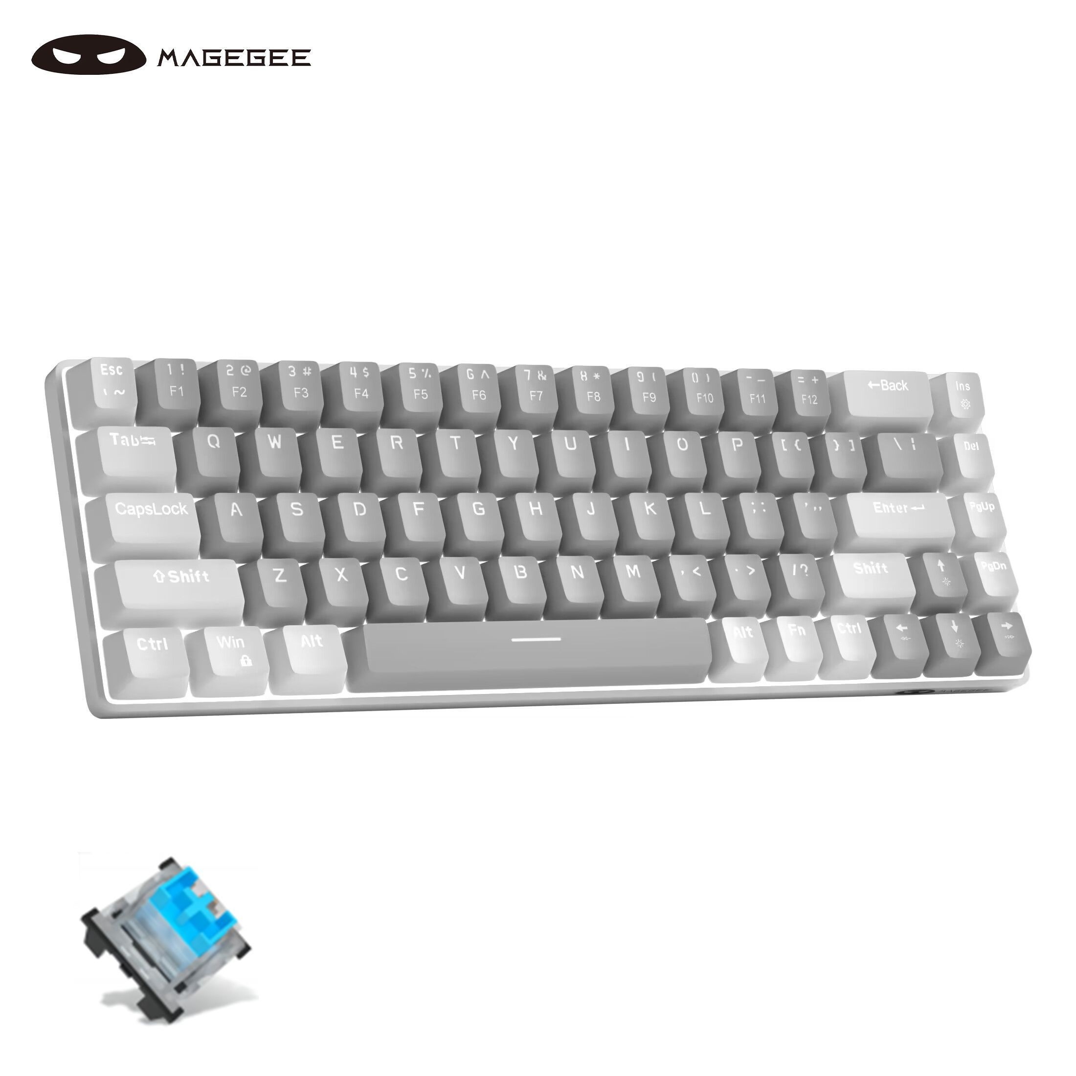 MageGee Portable 60% Mechanical Gaming Keyboard, MK-Box LED Backlit Compact  68 Keys Mini Wired Office Keyboard with Blue Switch for Windows Laptop PC