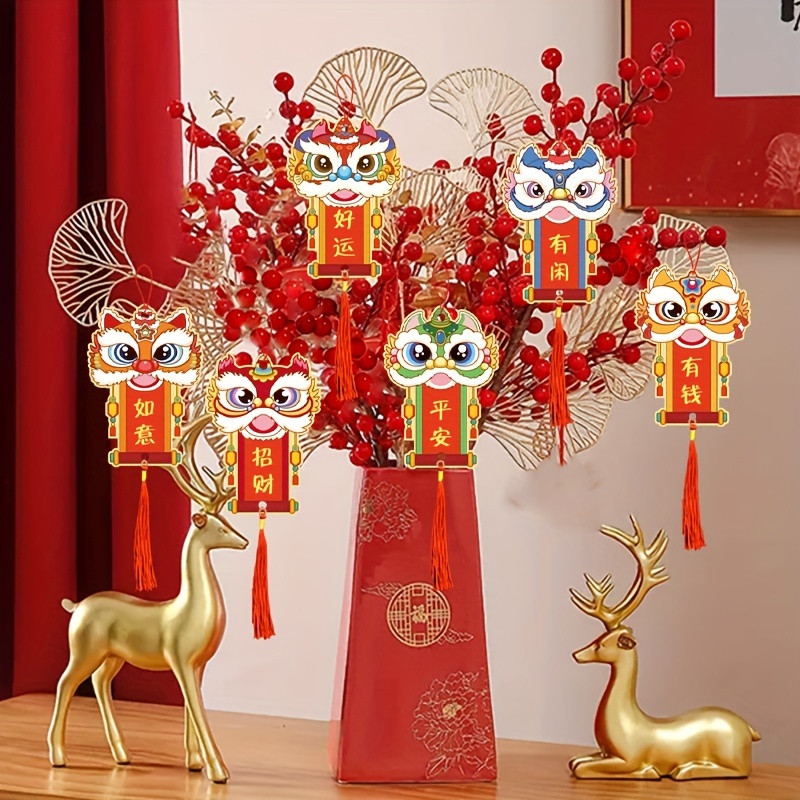 16Pcs New Year Hanging Decoration Golden Chinese Character 2024 Year of The  Dragon Spring Festival Potted Plant Red Hanging Ornament Pendant – the