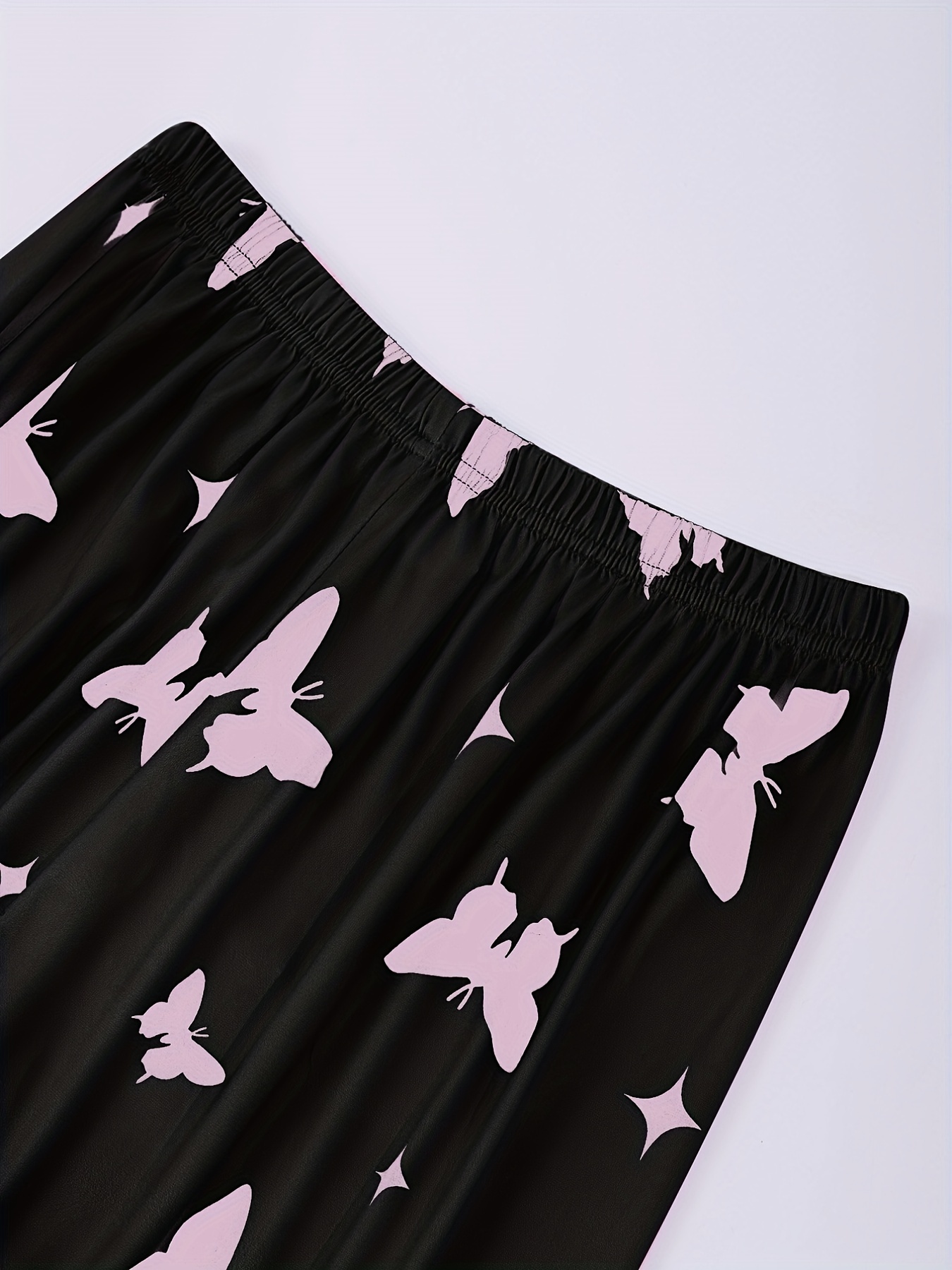 Heart Butterfly Print Pajama Set Comfort Short Sleeve Top - Temu