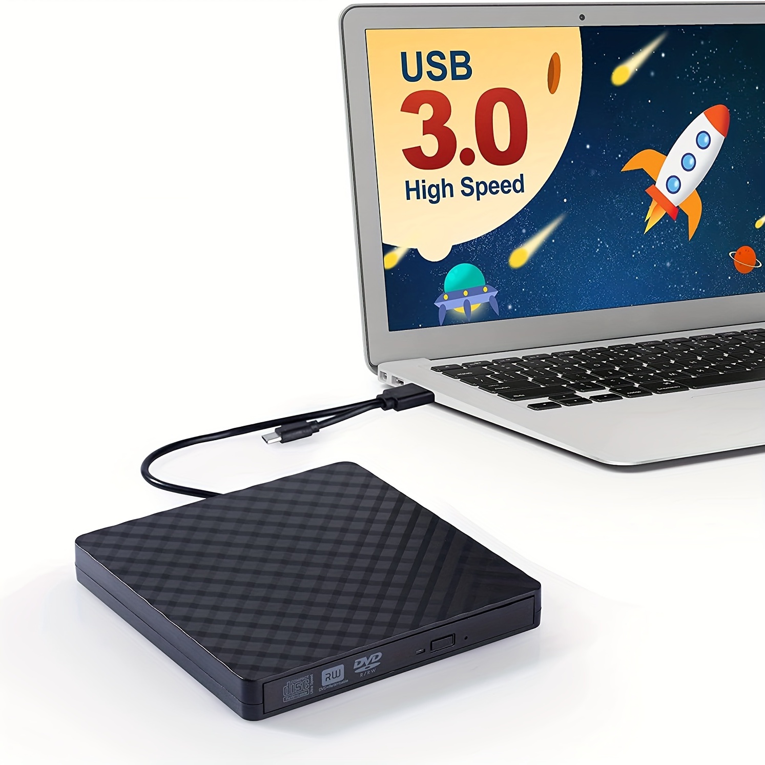 16€06 sur Lecteur DVD Externe USB 2.0 Portable CD DVD +/-RW ROM Player  Ultra Slim Compatible avec Windows MAC OS Desktop, PC - Lecteur-graveur  externe - Achat & prix