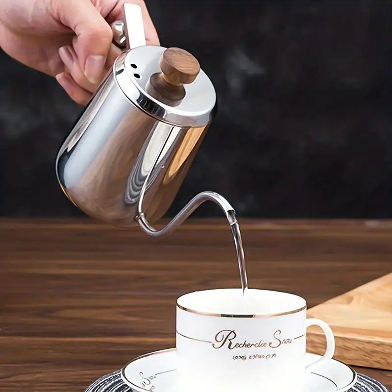 Goose Neck Kettle, Water Kettle With Wooden Handle, Pour Over Coffee Tea  Pot, Stainless Steel Modern Tea Kettle, For Home Restaurant Coffee Shop,  Coffee Accessories - Temu