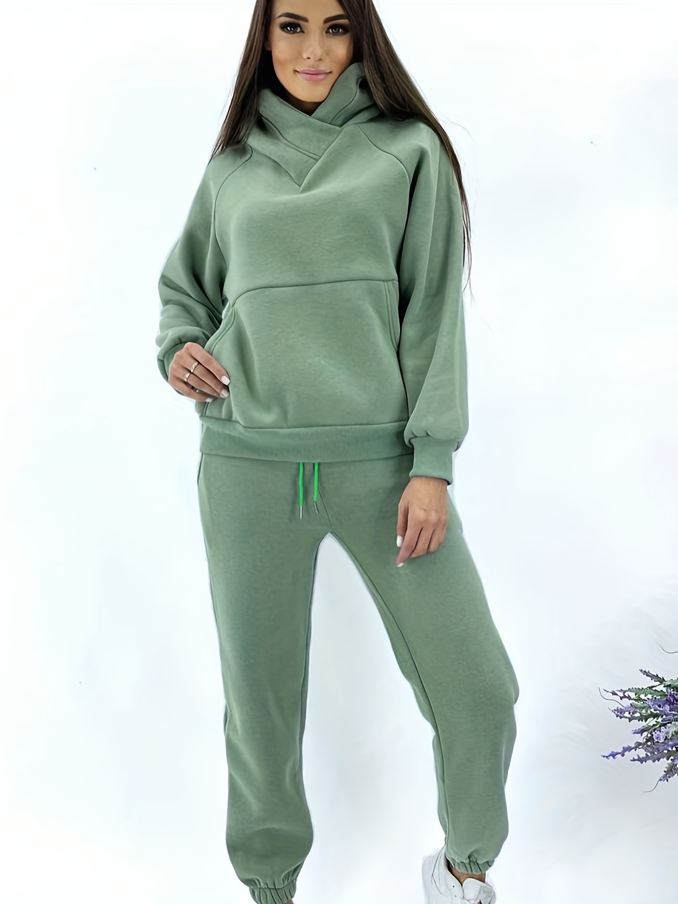 Sage Green Two Piece Tracksuit Set for Women Women 