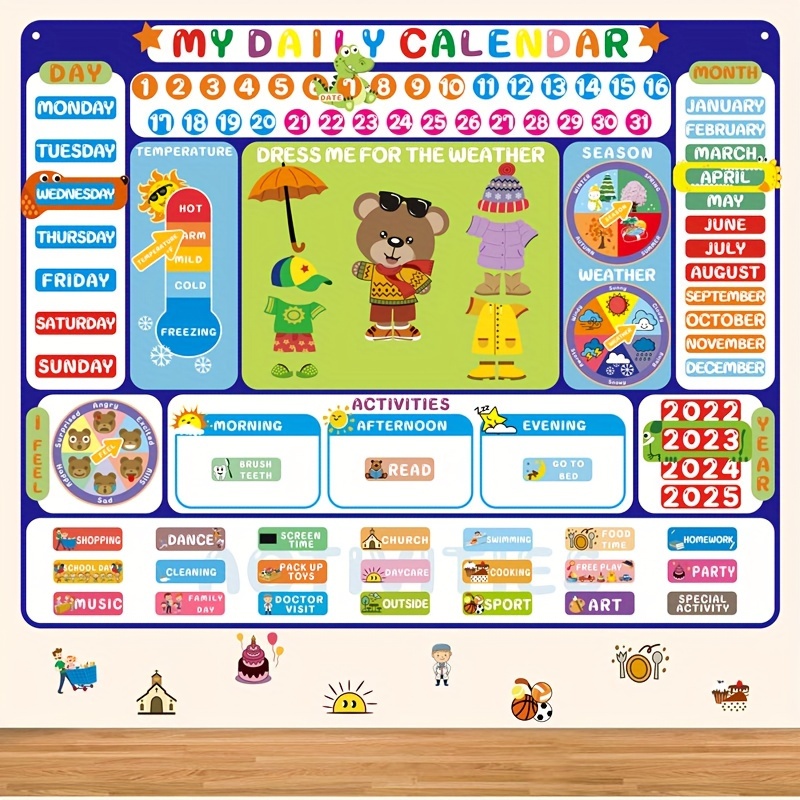 Daily Calendar Felt Board Fun Learning Activities Temu Australia
