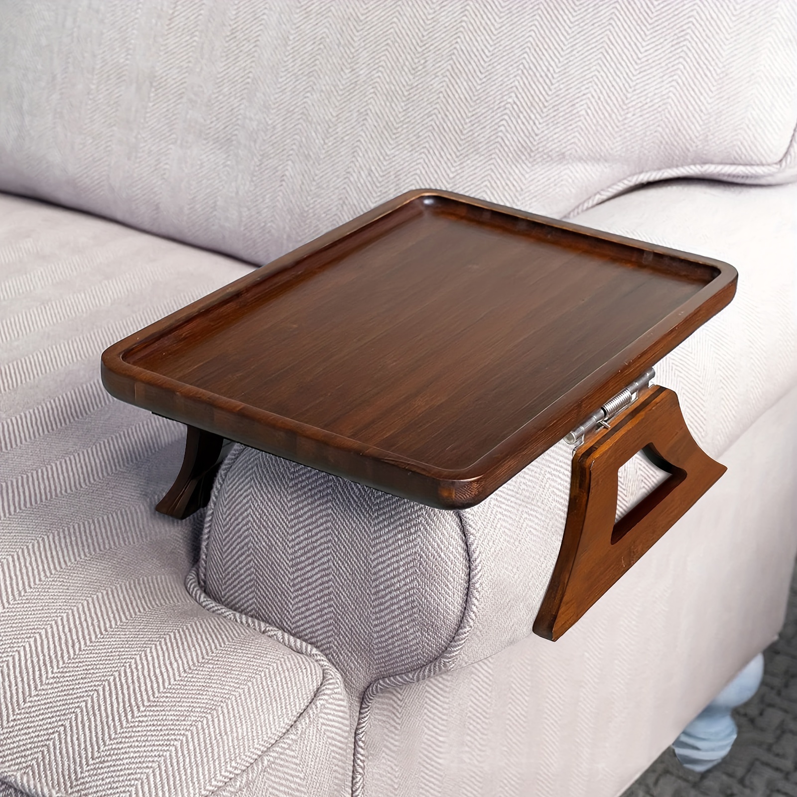 Acacia Wood Sofa Armrest Tray Sofa Arm Tray Table Clip Couch Arm Table for  Wide Couches Wooden Side Tables for Eating