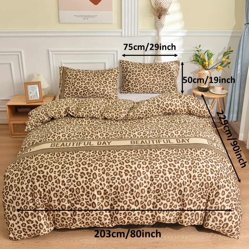 3pcs Fashion Duvet Cover Set Leopard Print Bedding Set Soft - Temu ...