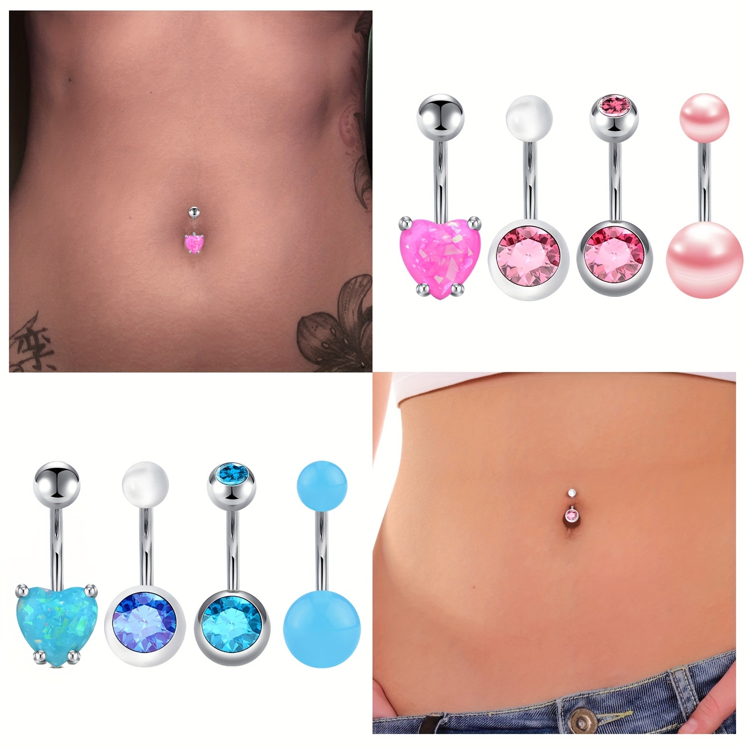 1PCS Rhinestones Charm Belly Button Navel Ring Nails Body Piercing Jewelry  Shiny