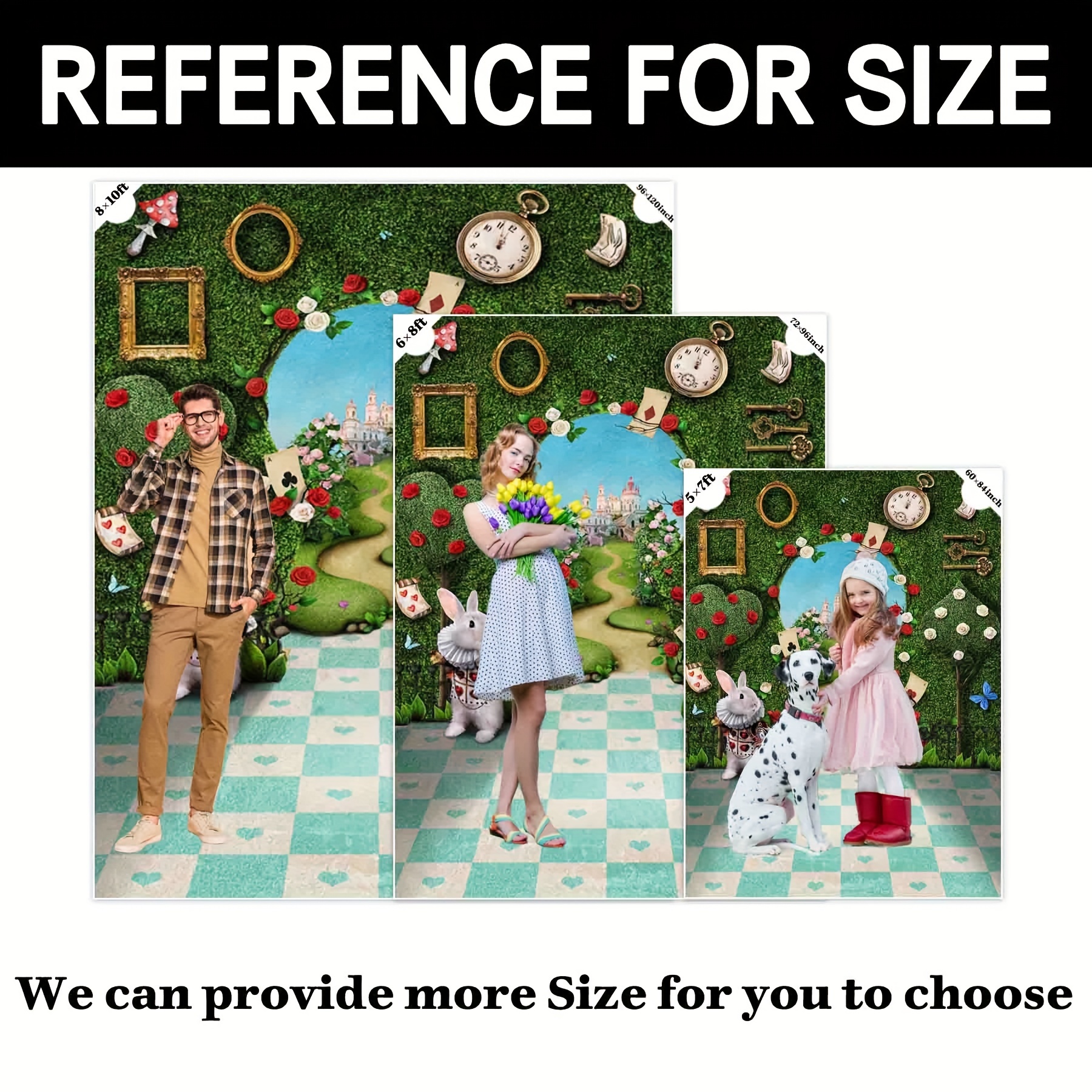 Wonderland Tea Party Polyester Photography Backdrop, Key Hold Checkerboard Party  Photo Background, Birthday Fairy Tale Banner Decorations, Studio Props,  Birthday Cake Table Supplies - Temu Japan