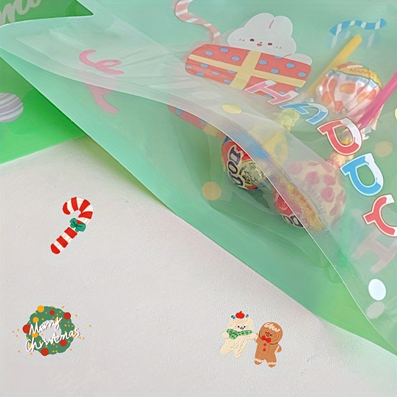 10Pcs Christmas Ziplock Bag Plastic Cartoon Candy Gift Ziplock Packaging  Bag Christmas Tree Elk Cookies Snack Storage Bags