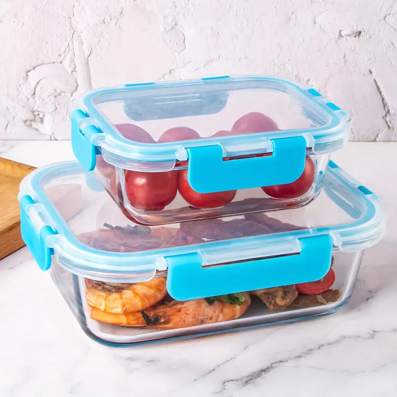 2pcs Glass Food Storage Containers Set With Leakproof Airtight Lids, Glass  Meal Prep Containers, Lead Free, Microwave Oven, Freezer And Dishwasher Saf
