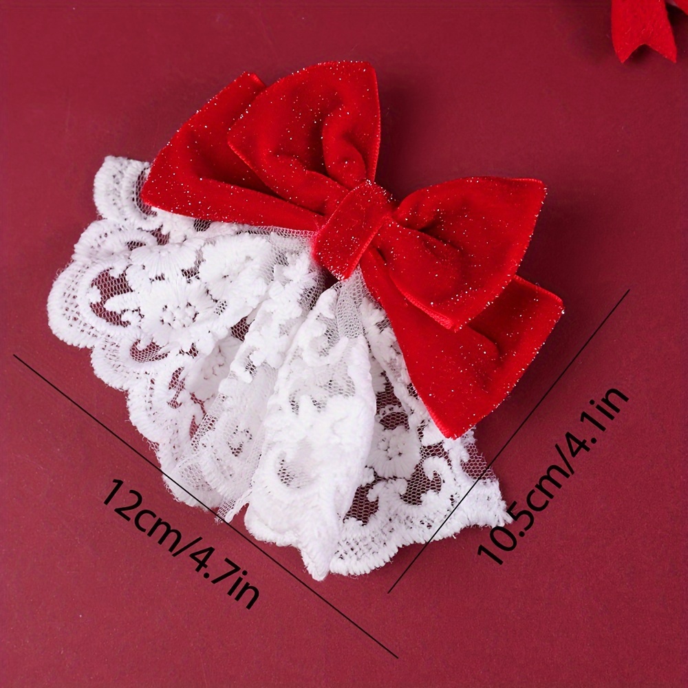 10Pcs Velvet Red Bows Girls Hair Clip Ribbon Accessories for Baby Toddlers  Teens Kids 