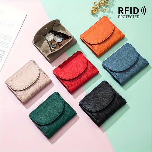 schicke damen mini echtleder bifold-geldbörse mit kartenhalter & münzbörse - druckknopfverschluss, strukturiertes rindsleder-design - pink/rot/schwarz - geschenk für sie, damen-geldbörse | schicke geldbörse | strukturiertes echthaar, kleine geldbörse