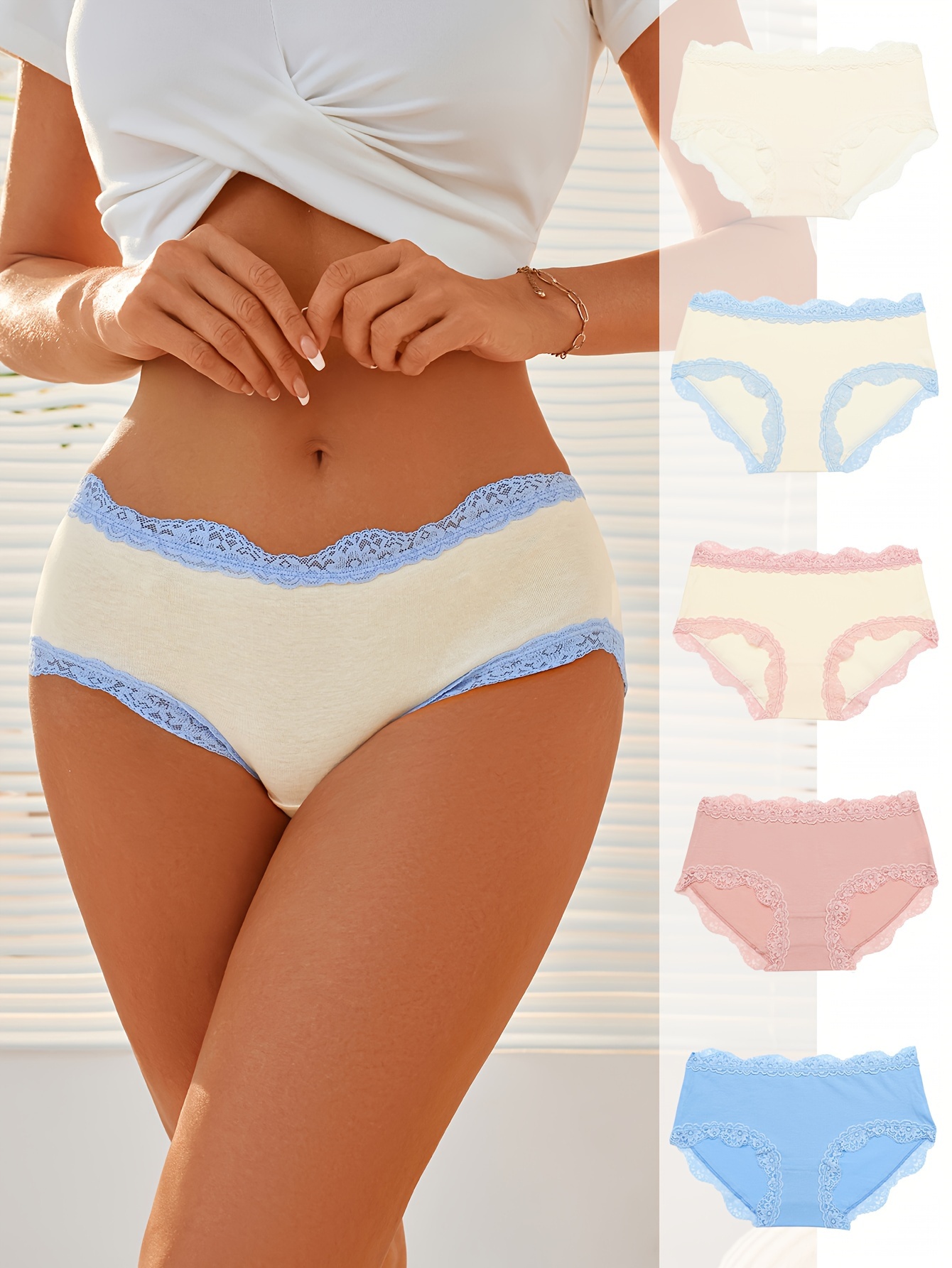 Lace Trim Panties For Women - Temu