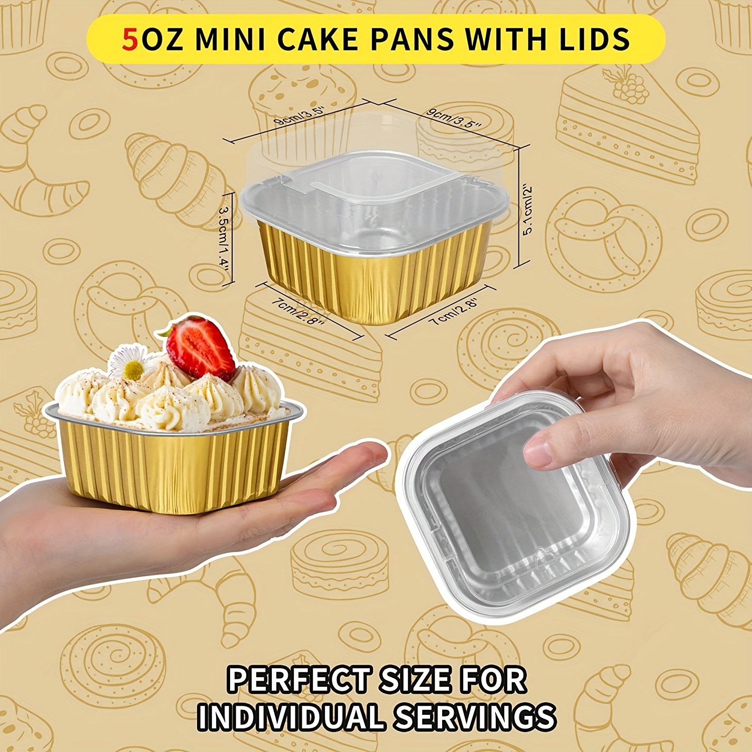 Aluminum Foil Baking Cups with Lids 50Pcs 5oz Foil Cupcake Muffin