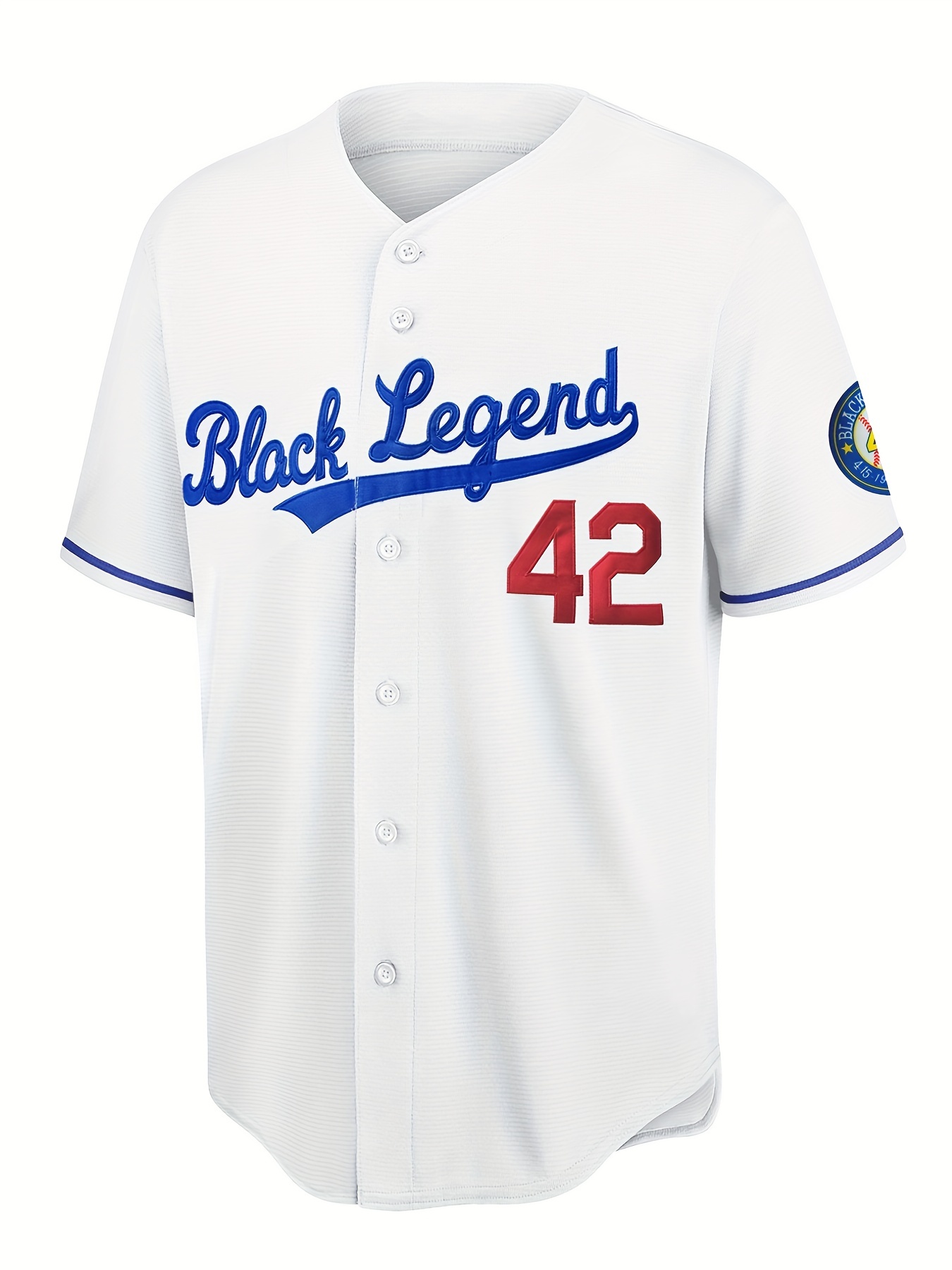 Men's Black Legend # 42 Classic Design Baseball Jersey, Retro