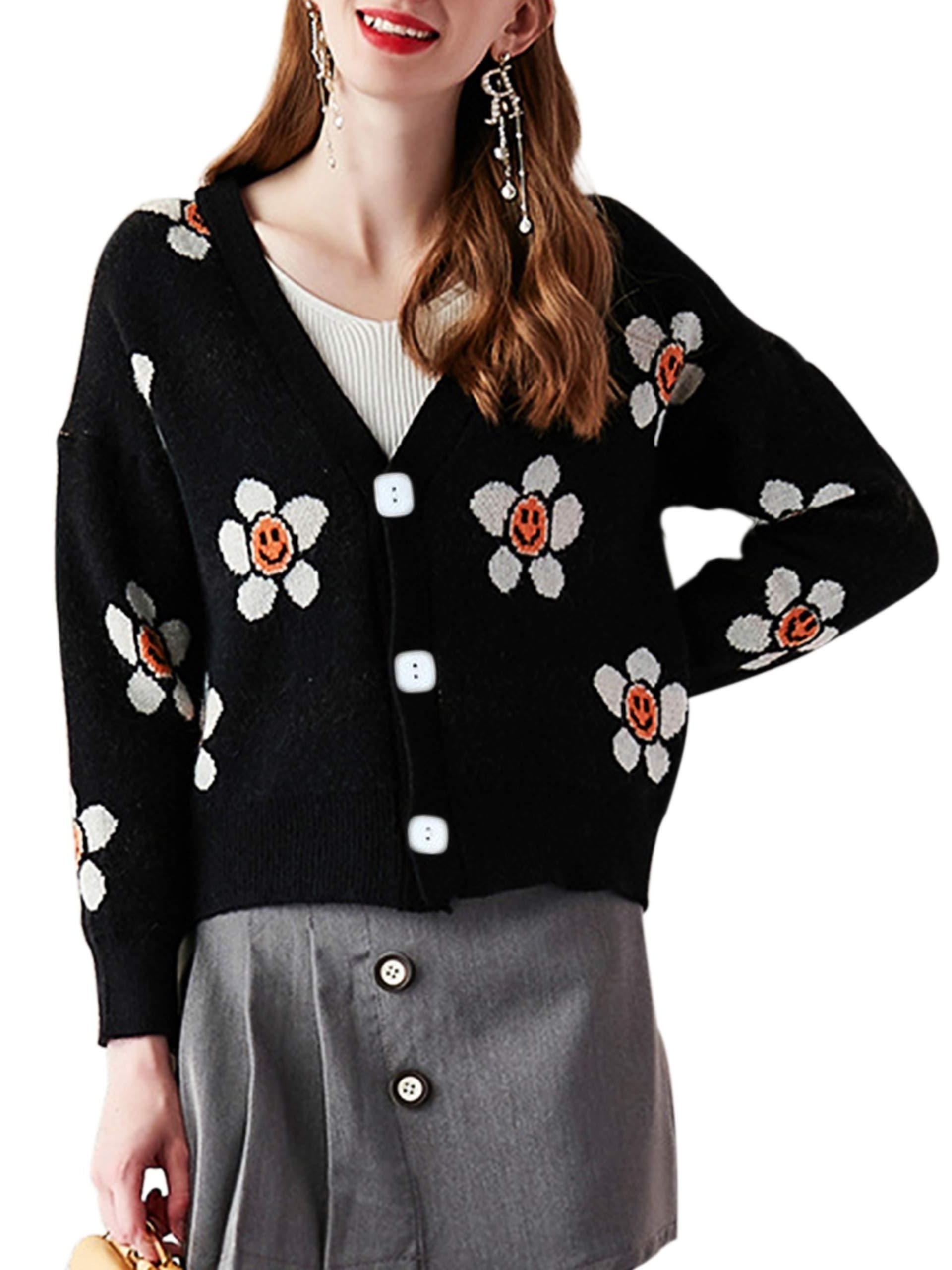 Flower Pattern Button Front Sweater Cardigan – KesleyBoutique