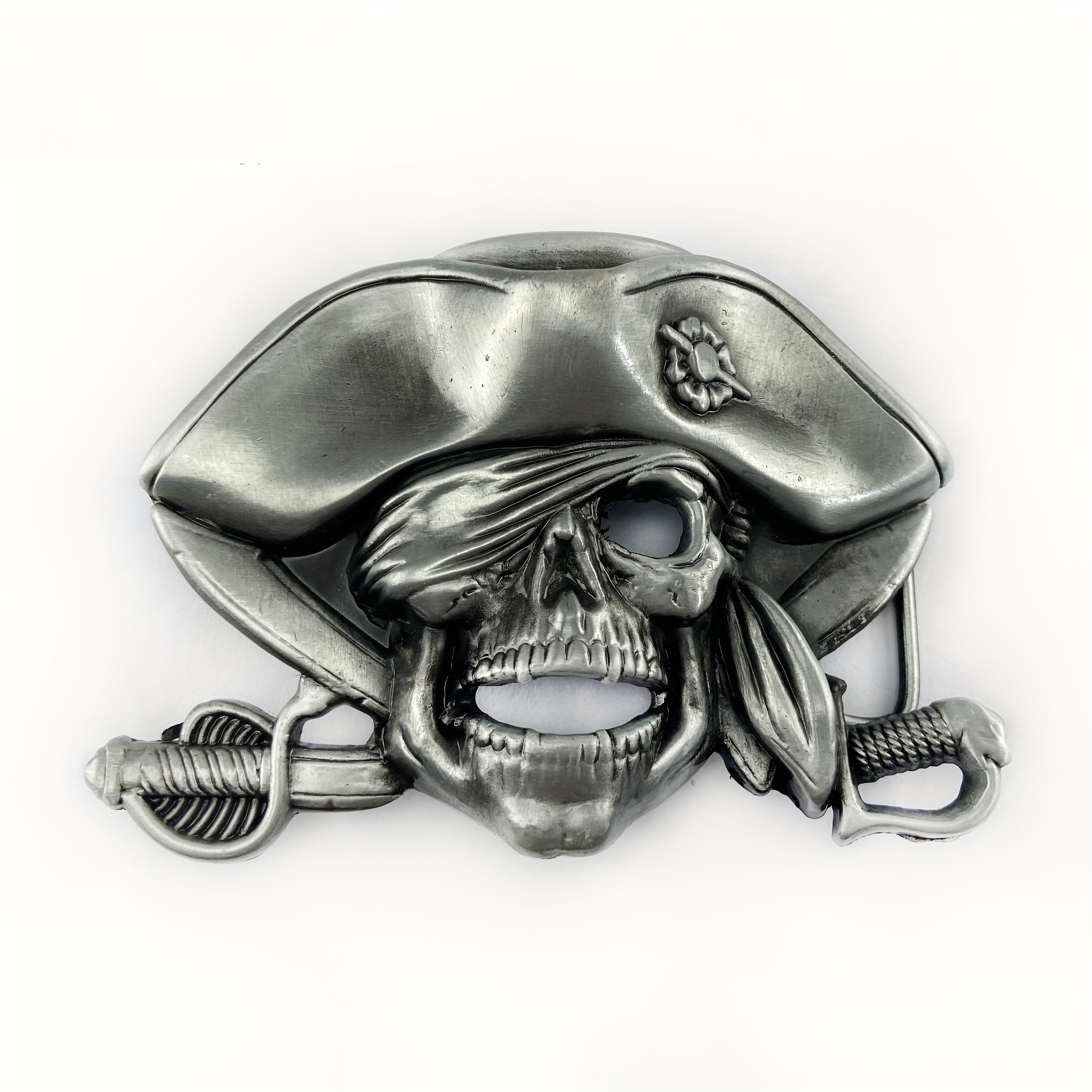 Black N Bianco Boys Modern Pirate Cow Belt Buckle in Matte Black