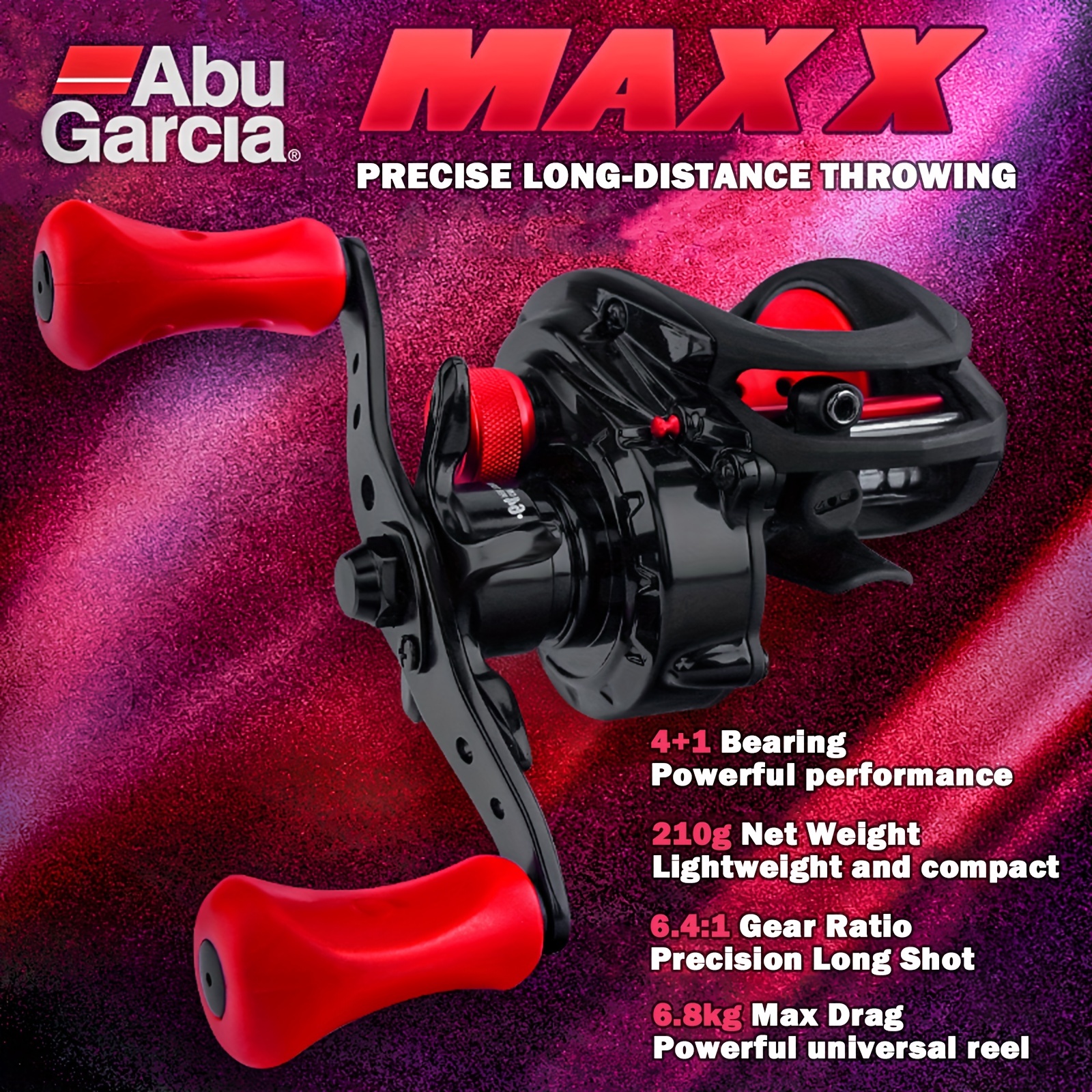 * 1pc MAX4 X Baitcasting Fishing Reel 4+1 Ball Bearings, Power Disk Drag  System And MagTrax Brake System For Freshwater Seawater