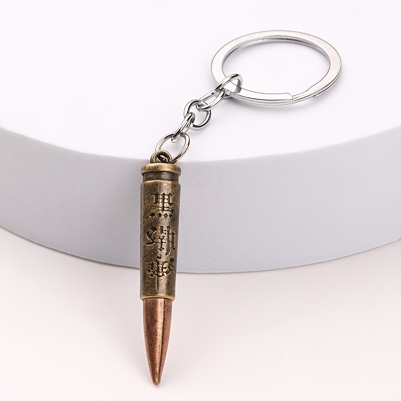 Creative Brass Bullet Shape Portable Mini Rotatory Ballpoint Pen Signature  Pen Multi-functional Car KeyChain Pendant