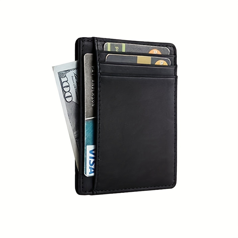 Minimalist Credit Card Holder Rfid Blocking Leather Wallet,slim Front  Pocket Wallet - Temu