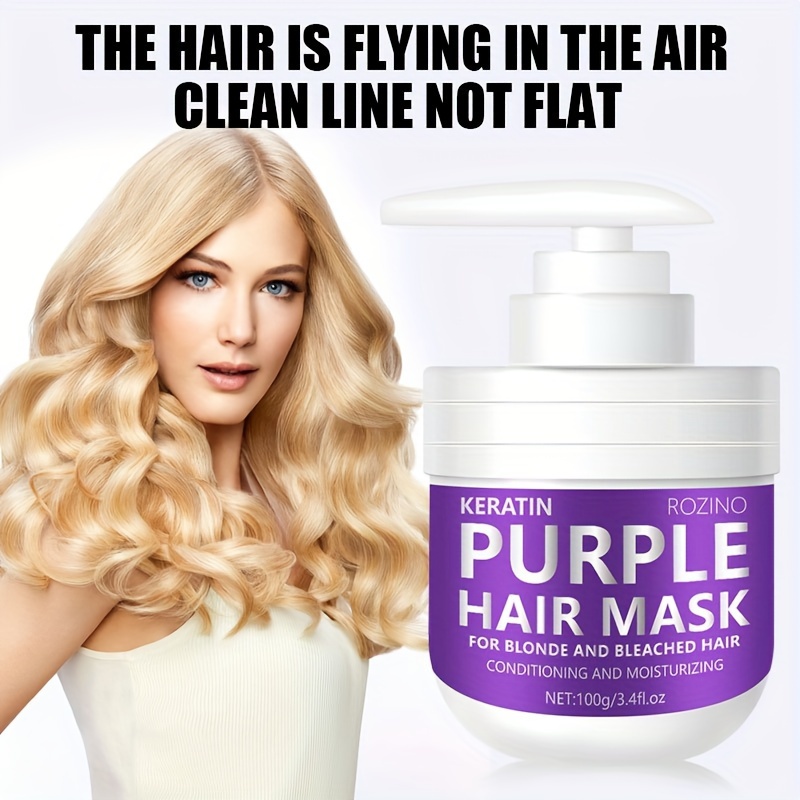Keratin Hair Mask Purple Hair Mask Removes Yellow Tones Reduces Brassiness  And Conditioning Dry Damaged Hair Suitable For Blonde Platinum Bleached  Silver Gray Gray And Brass Hair - Beauty & Health - Temu