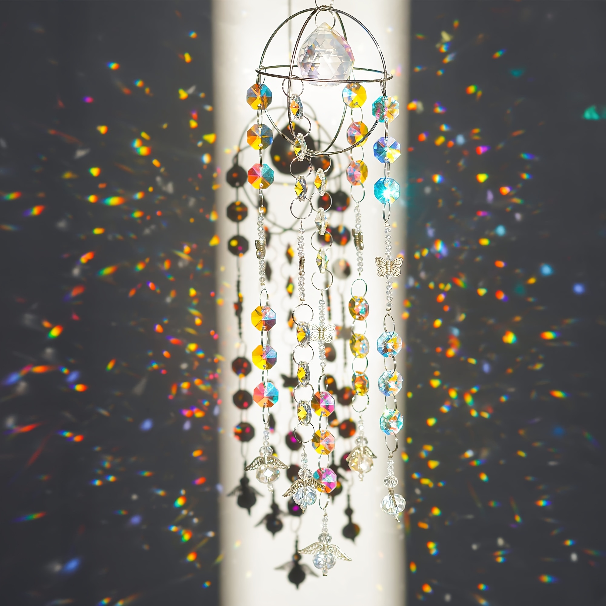 GANAZONO Crystal Wind Chime Decoration Garden Crystal Ornaments Crystal  suncatcher Sun Catchers Prism Boho Hanging Light Hanging Crystals for