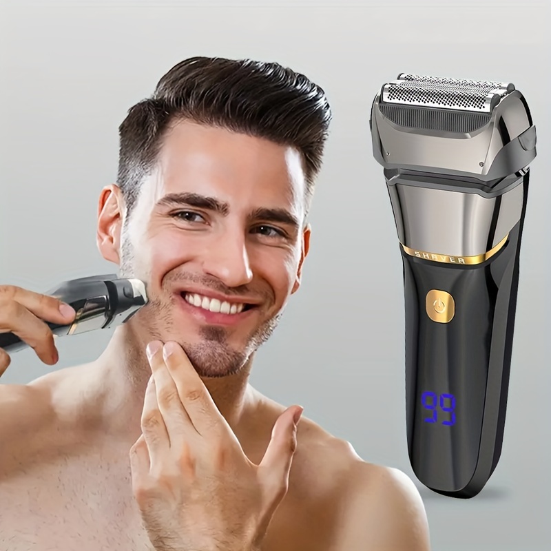 Maquina Afeitar Cabeza, Recargable Afeitadora Hombre Navaja USB rotativas  Sin cable Impermeable para la Calva Barbero con Cepillo