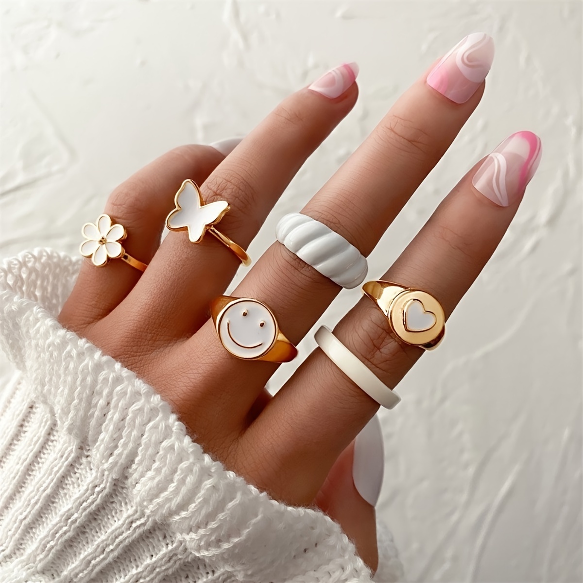 Y2k Rings Gold Rings Set For Women Colorful - Temu