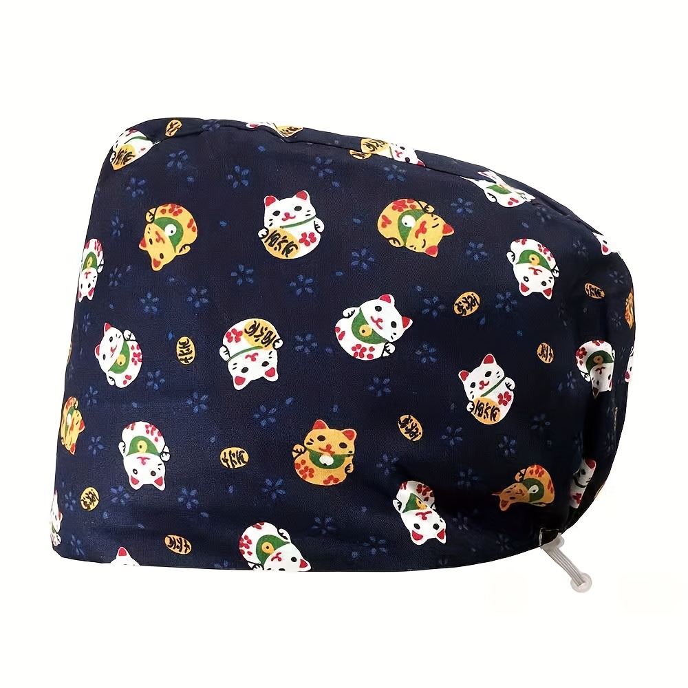 Printed Adjustable Work Cap Scrub Nurse Hat Men Women