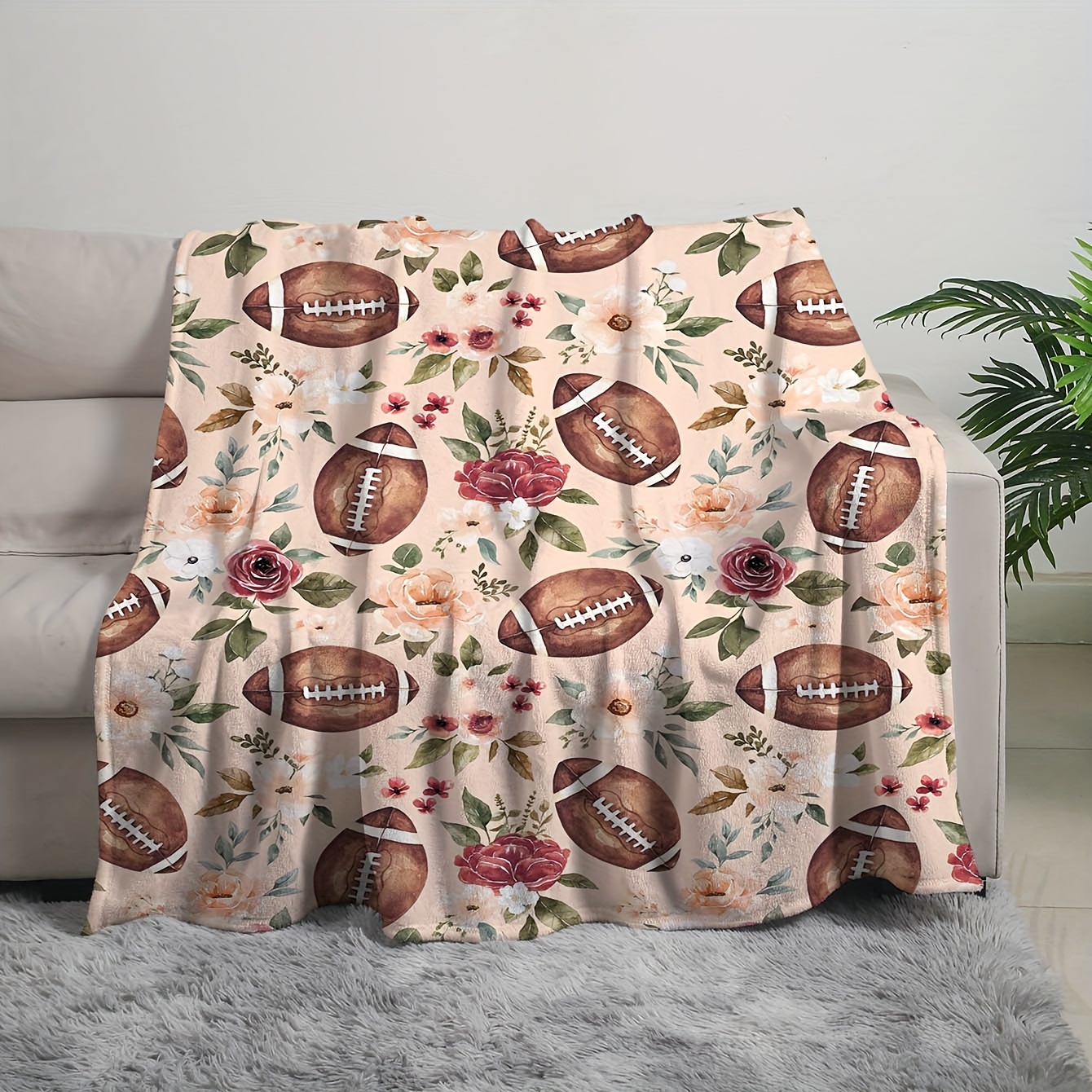 TEMU Football Dream: Soft Flannel Throw Blanket With - Perfect Gift For Men, , And - Ideal For & Sofa