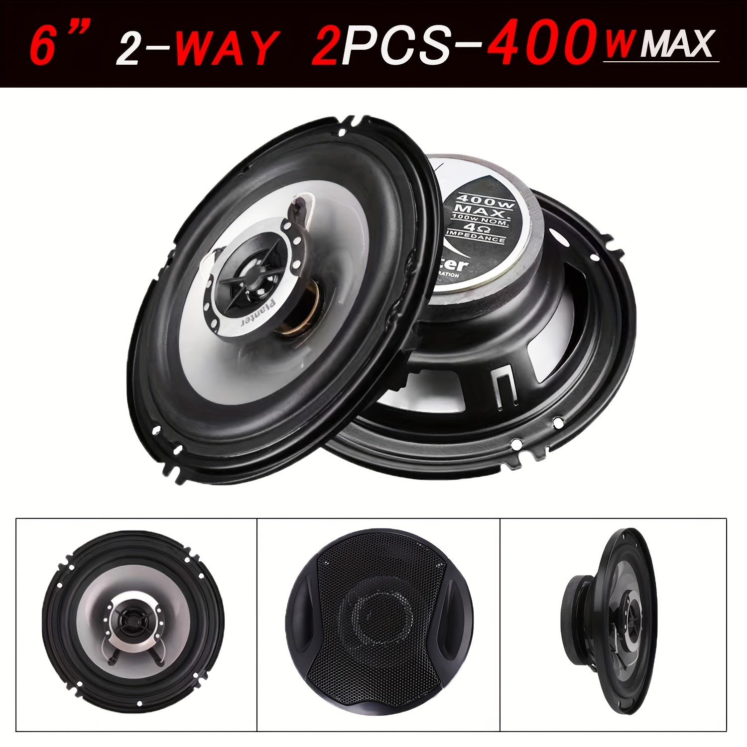 Haut-parleurs de voiture - Tweeters de dôme Mylar 30 mm - 120W Max -  haut-parleurs coaxiaux - Ensemble de haut-parleurs 16,5 cm (CDS6)